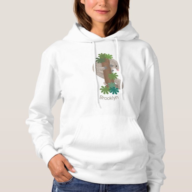 Pull À Capuche Illustration d'une anteure de pangolin mignonne (Devant)