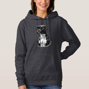 Pull À Capuche Illustration graphique monochrome de chien Boxer v