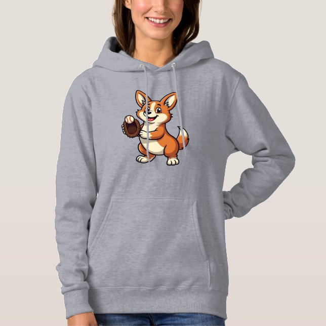 Pull À Capuche Illustration vectorielle de dessin animé corgi chi (Devant)