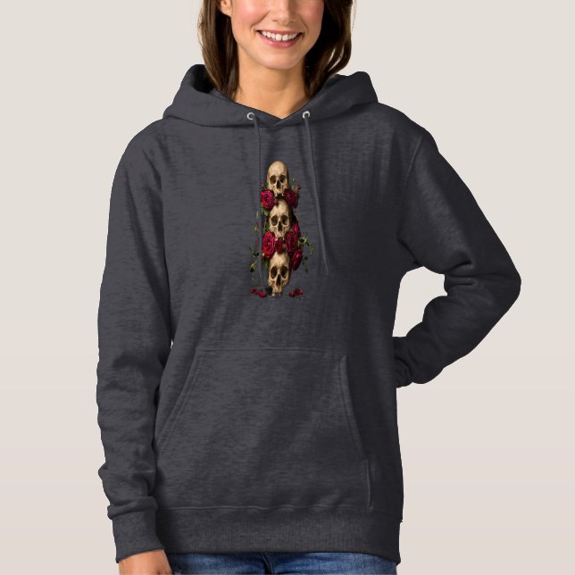 Pull À Capuche Illustrations de crânes gothiques pixelisés avec d (Devant)