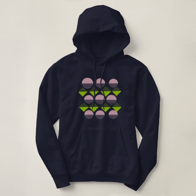 Pull À Capuche Images Abstraites en vert rose de diamants et de c (Design devant)