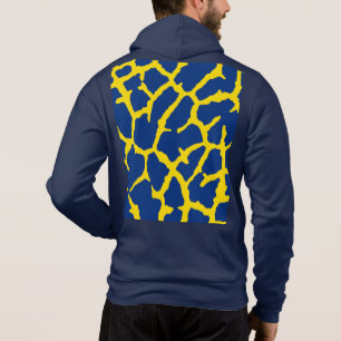 Pull À Capuche Impression Girafe Bleu Marine Jaune