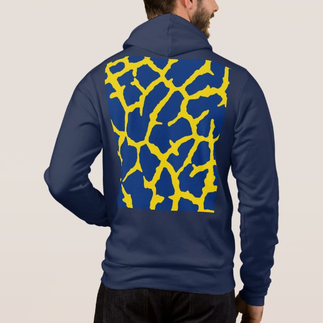 Pull À Capuche Impression Girafe Bleu Marine Jaune (Dos)