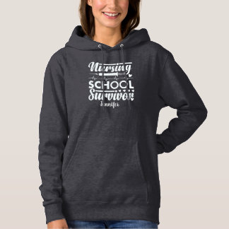 Pull À Capuche Infirmière étudiante personnalisée gris foncé