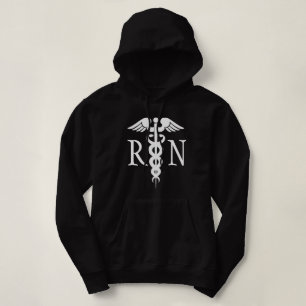 Pull À Capuche Infirmière inscrite Médicale Black White Caduceu