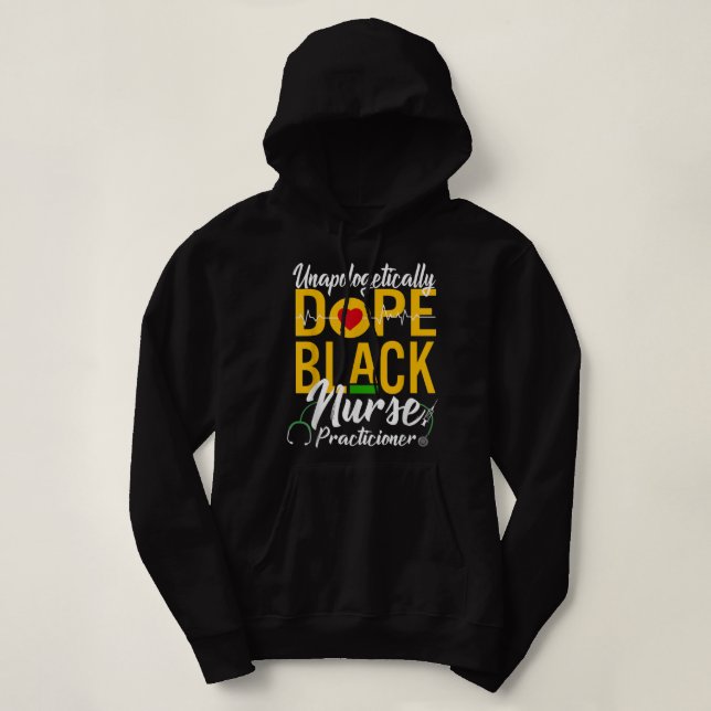 Pull À Capuche Infirmière Noire Dope sans excuses RN (Design devant)