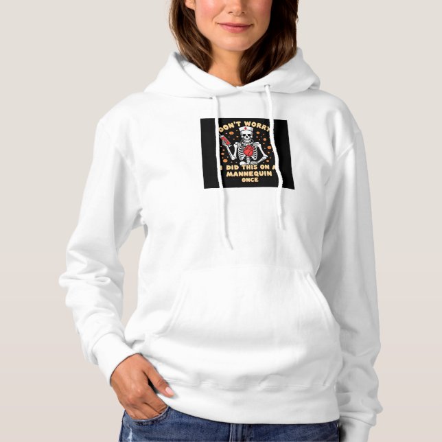 Pull À Capuche Infirmière Skeleton Mannequin - Graphisme Médicale (Devant)