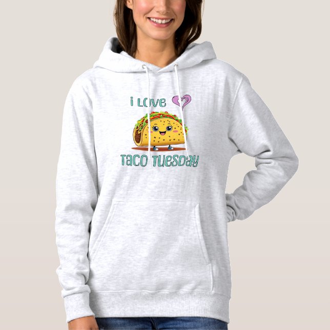 Pull À Capuche J'adore le mardi taco (Devant)