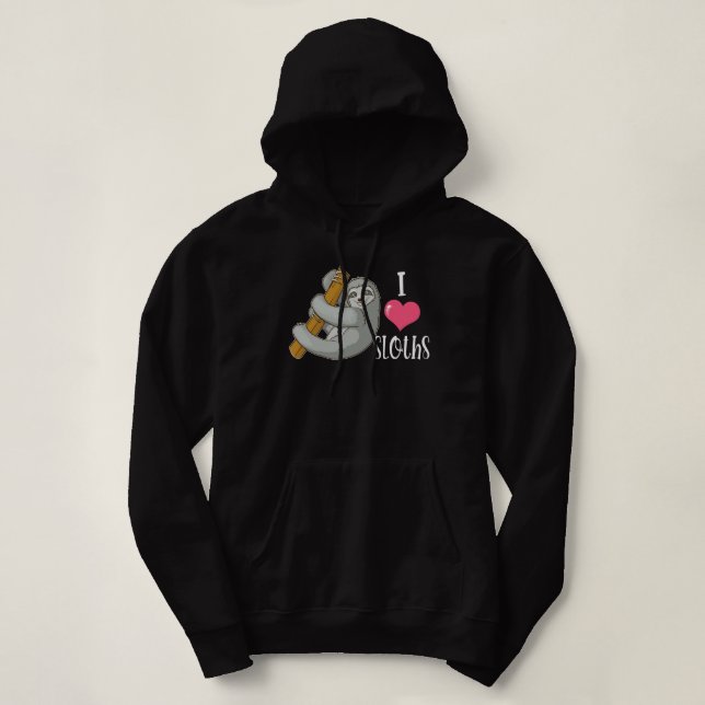 Pull À Capuche J'ADORE LES FENÊTRES ! Jolie Sloth  (Design devant)