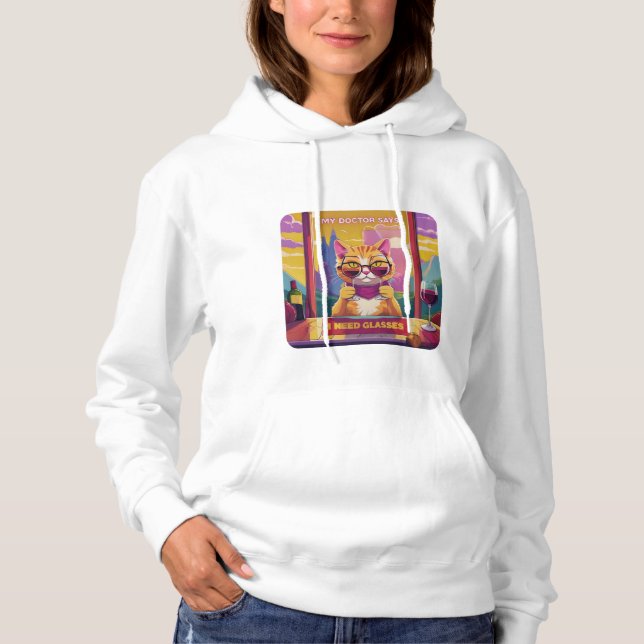 Pull À Capuche J'ai besoin de lunettes (Devant)