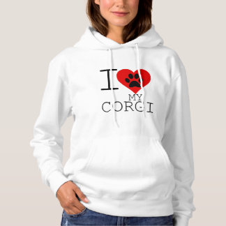 PULL À CAPUCHE J'AI LE COEUR DE MON CORGI