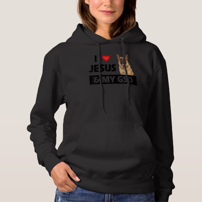 Pull À Capuche J'Aime Jésus Et Mon Gsd Maman Papa Pet Parent Alle (Devant)