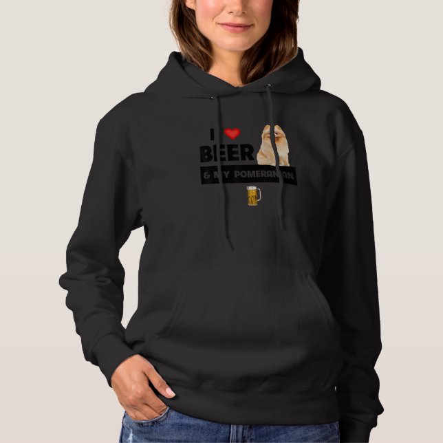 Pull À Capuche J'Aime La Bière Et Mon Poméranien Maman Papa Propr (Devant)