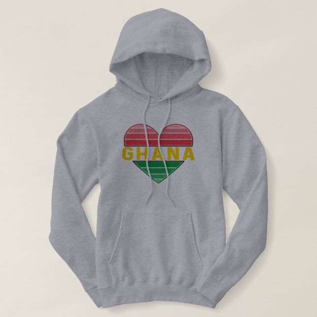 Pull À Capuche J'aime le Ghana, le coeur ghanéen (Design devant)