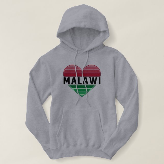 Pull À Capuche J'aime le Malawi, le coeur du Malawi (Design devant)