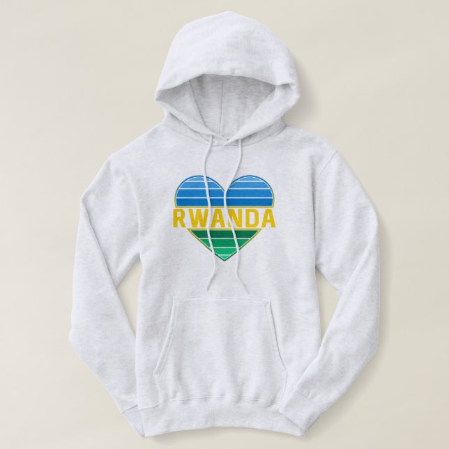 Pull À Capuche J'aime le Rwanda, le coeur rwandais rwandais (Design devant)