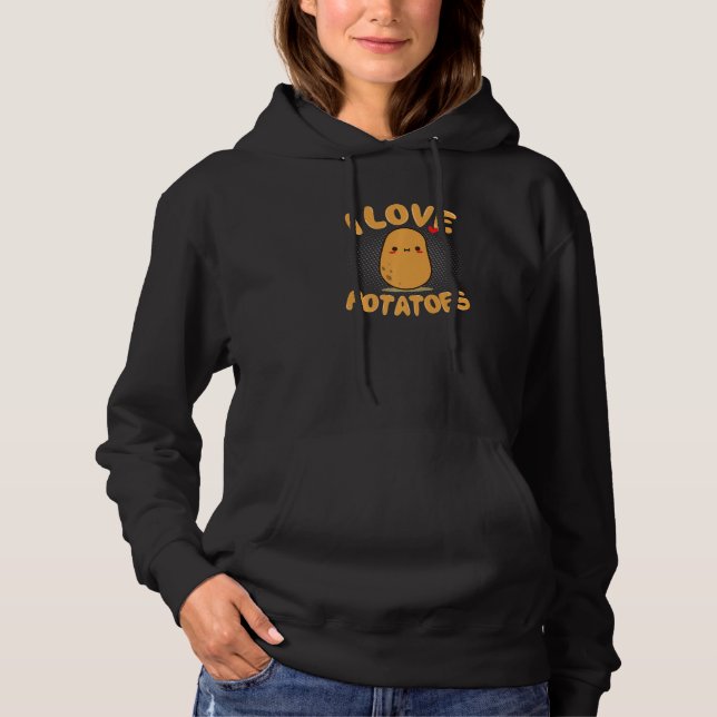 Pull À Capuche J'Aime Les Pommes De Terre Cute Vegan (Devant)