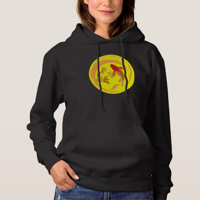 Pull À Capuche Japonais Koi Carp Nishikigoi Poisson Fleurs de cer (Devant)
