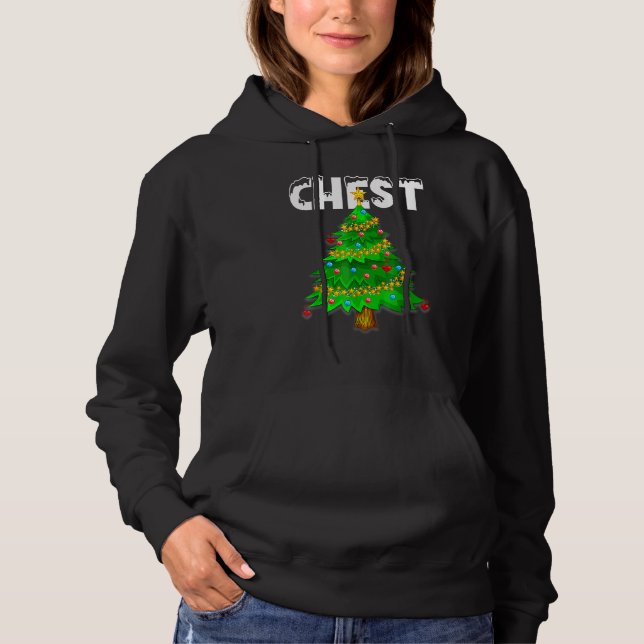 Pull À Capuche Jardin de Noël vert noix de poitrine marron (Devant)
