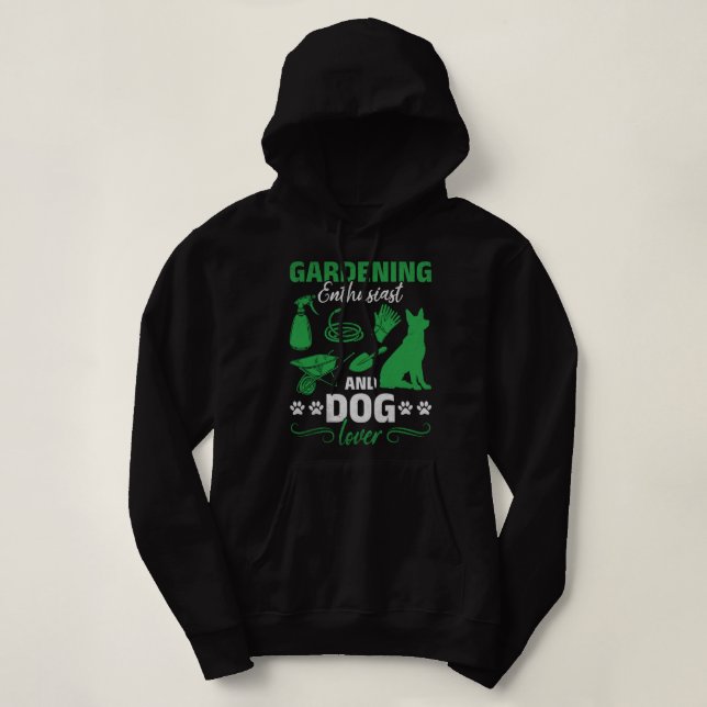 Pull À Capuche Jardinage Enthousiaste Et Amoureux des chiens Gard (Design devant)
