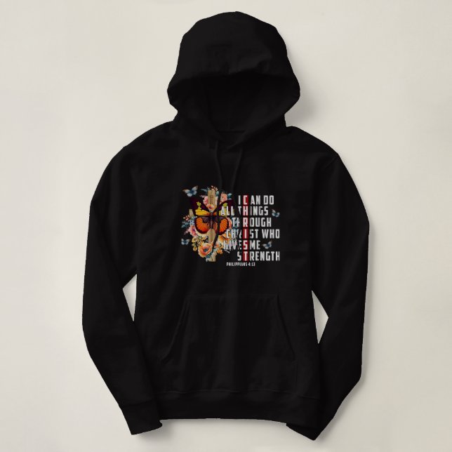 Pull À Capuche Je peux faire toutes les choses par le flou du pap (Design devant)