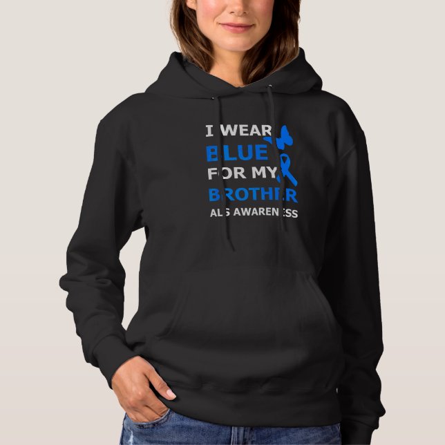Pull À Capuche Je Porte Du Bleu Pour Mon Frère Ruban 1 (Devant)