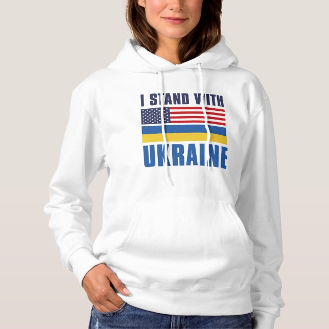 Pull À Capuche Je Suis Avec Ukraine USA (Devant)