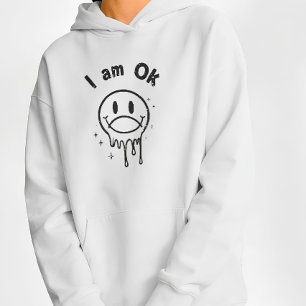 Pull À Capuche Je Suis OK T-Shirt Streetwear Visage Souriant Fond