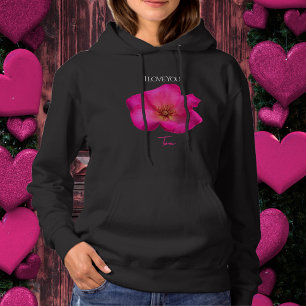 Pull À Capuche Je t'aime - Rose - Saint-Valentin Personnalisé