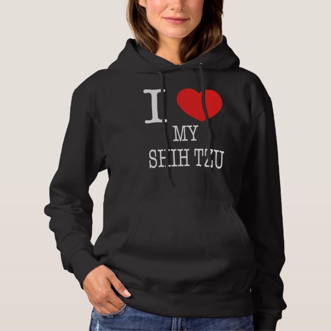 Pull À Capuche J'Encoeur Mon Chih Tzu (Devant)