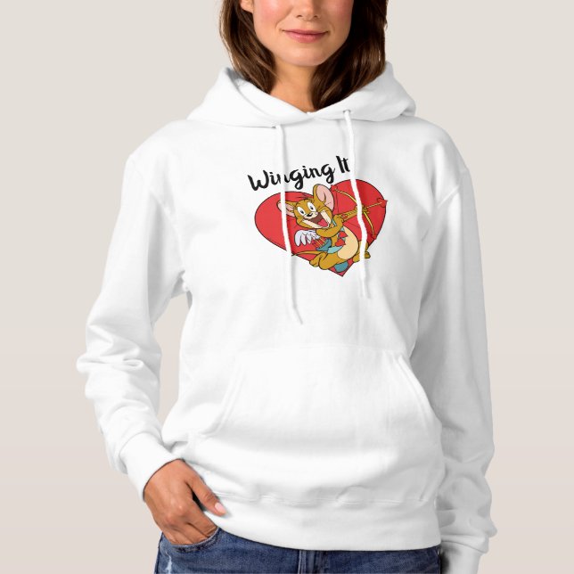Pull À Capuche Jerry Mouse habillée en Valentine Cupide (Devant)
