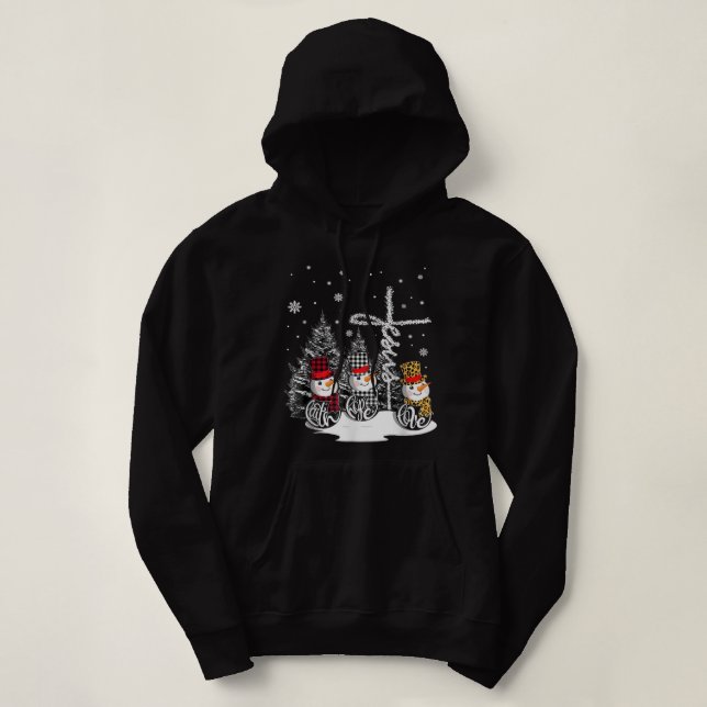 Pull À Capuche Jesus Faith Hope Love Snowman Noël Christian (Design devant)