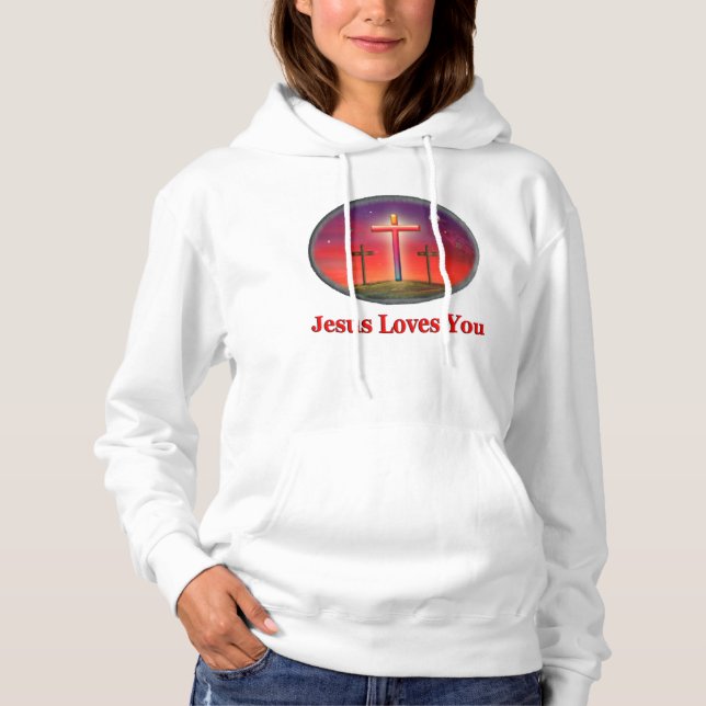 Pull À Capuche Jésus vous aime femmes vêtements chrétiens (Devant)