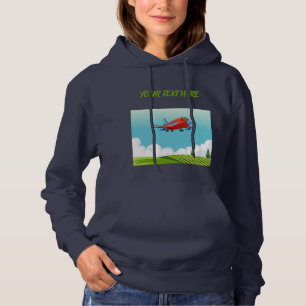 Pull À Capuche Joli avion en carton rouge personnalisé avec nom 