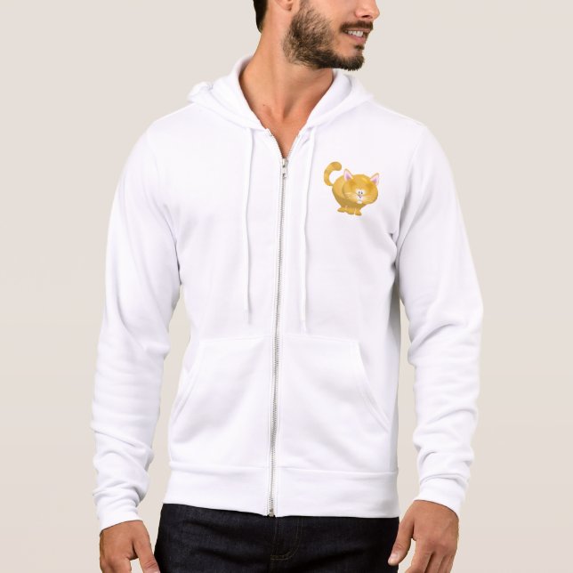 Pull À Capuche Joli chat tigré rond au pelage roux (Devant)