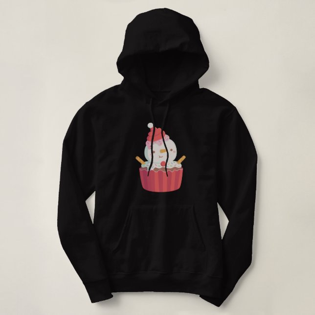 Pull À Capuche Joli Cupcake Bonhomme de Neige Drôle (Design devant)