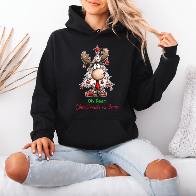 Pull À Capuche Joli Noël “Oh cerf Noël est arrivé”  (Créateur téléchargé)