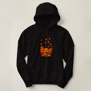 Pull À Capuche Jolie chatte noire Halloween Citrouille Sorcière