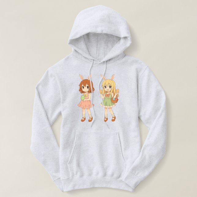 Pull À Capuche Jolies filles lapins de Pâques d'anime (Design devant)