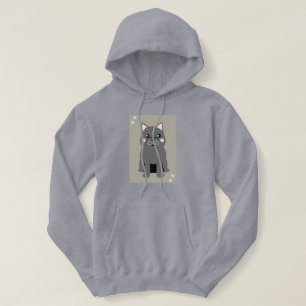 Pull À Capuche Jolis Joues Gris Bouledogue Français