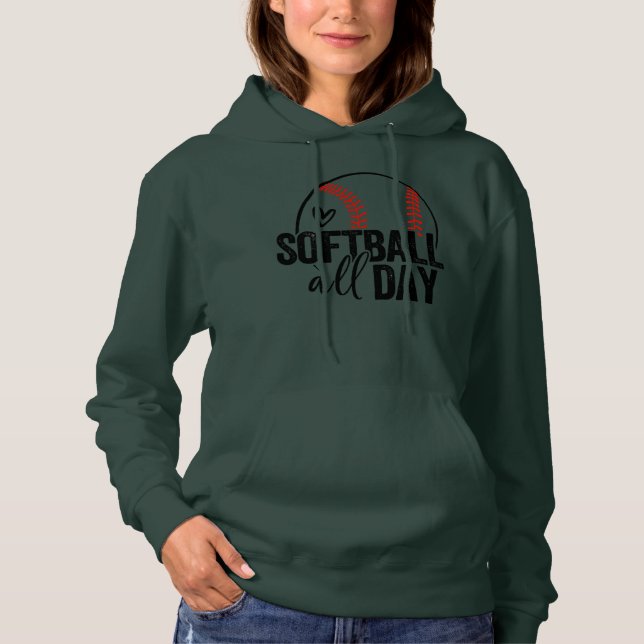 Pull À Capuche Joueuse de softball Ado filles femmes hommes softb (Devant)