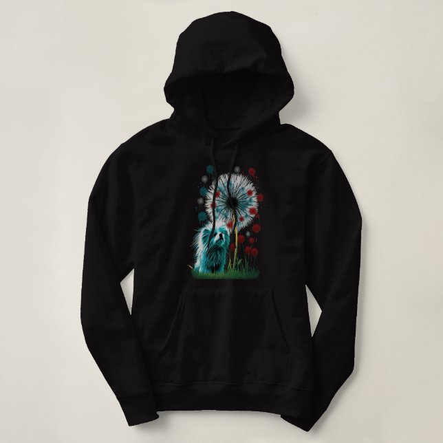 Pull À Capuche Jour commémoratif Dandelion Empreinte de patte Dra (Design devant)