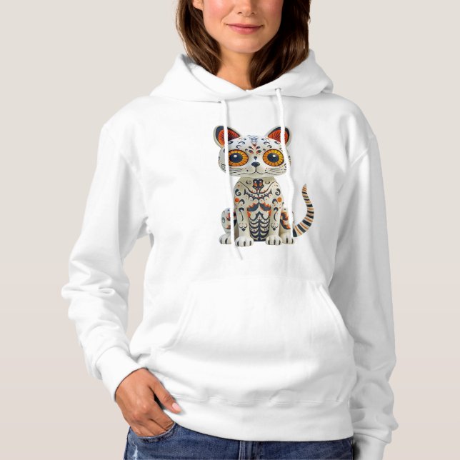 Pull À Capuche Jour de la Chatte Morte Halloween Félin Dia De (Devant)