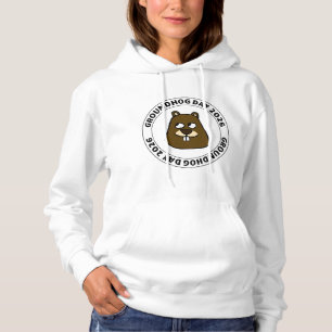 Pull À Capuche Jour de la marmotte 2026 avec visage de marmotte