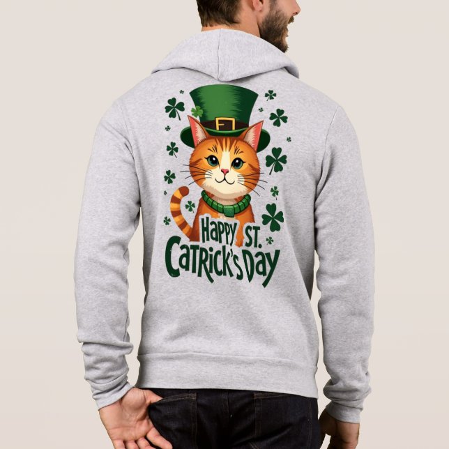 Pull À Capuche Joyeuse St. Catrick – Chat de la St. Patrick (Dos)