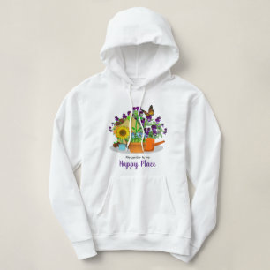 Pull À Capuche Joyeuses Fleurs de Jardin Été Blanc