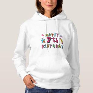 Pull À Capuche Joyeux 7ème anniversaire. 7 ans.