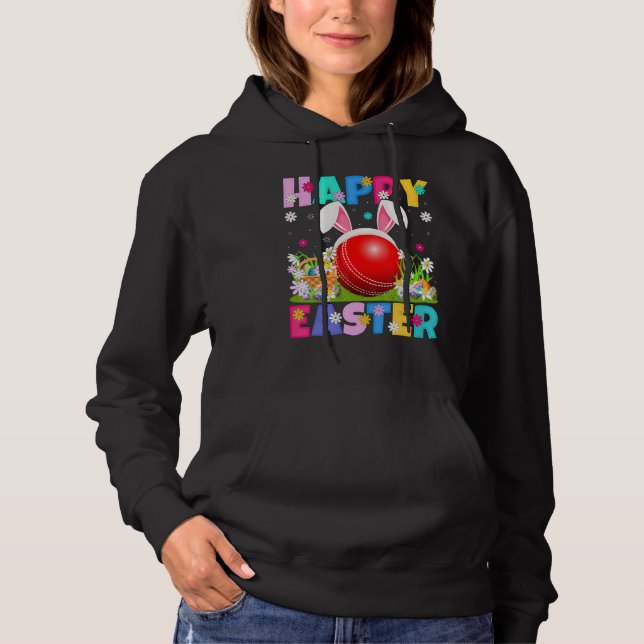 Pull À Capuche Joyeux cricket lapin de Pâques Cricket dimanche de (Devant)