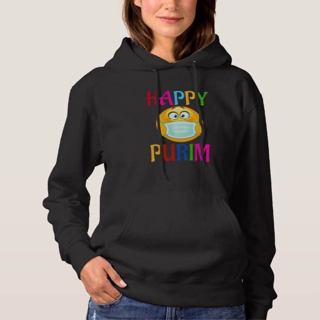 Pull À Capuche Joyeux déguisement de purim drôle Masque Visage Ju (Devant)