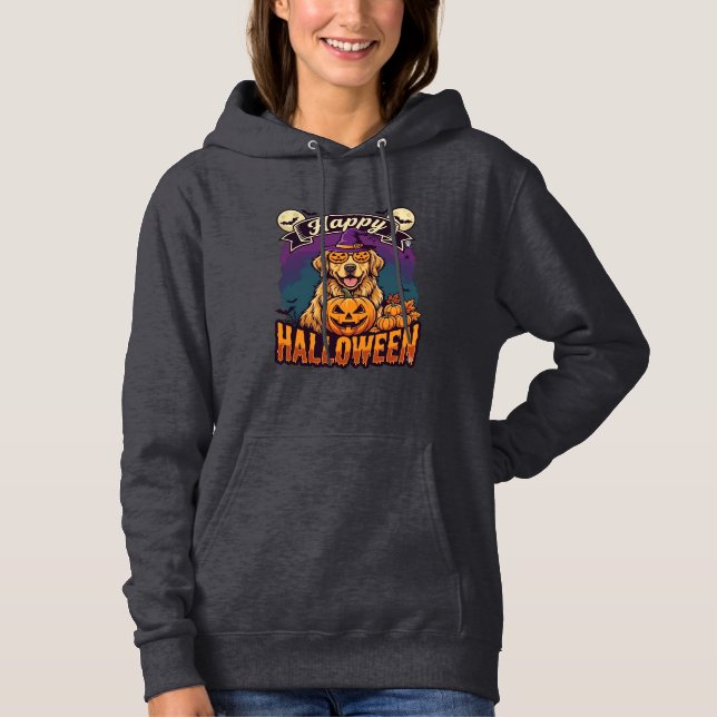 Pull À Capuche Joyeux Halloween Chapeau de Sorcière Citrouille Re (Devant)